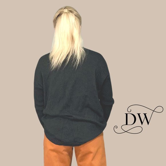 Charcoal Crew Neck Organic Cotton & Cashmere Sweater - Picture 9 of 9